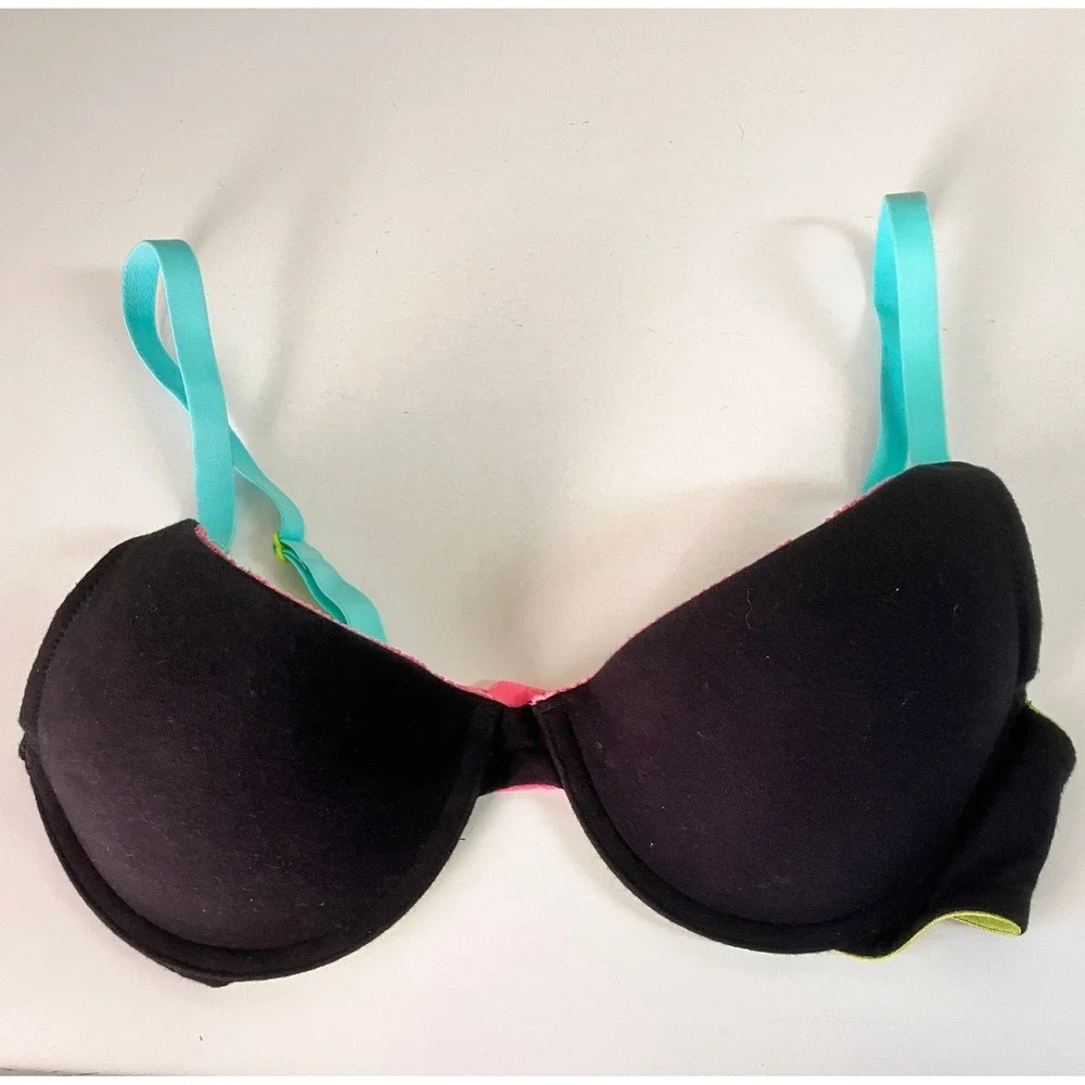 Fruit of the Loom Fresh Collection Underwire Bra 36C Black Neon Colorblock 95092